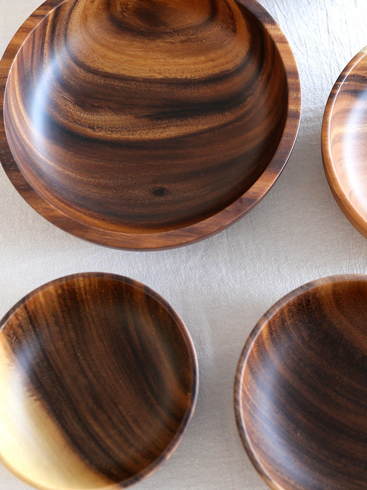 Kitchen Natural Wooden Bowl Household Fruit Bowl Salad Bowl For Home Restaurant Food Container Wooden Utensils Note The Size Hot Maison Taw'am