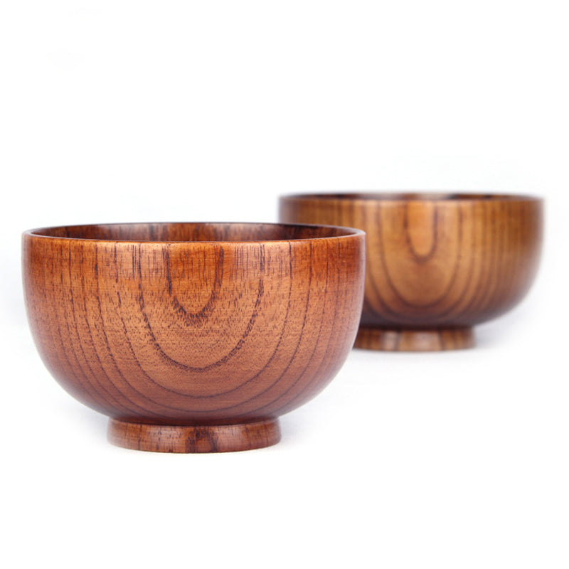 Wooden Bowl Japanese Style Wood Rice Soup Bowl Salad Bowl Food Container Large Small Bowl for Kids Tableware Wooden Utensils Maison Taw'am