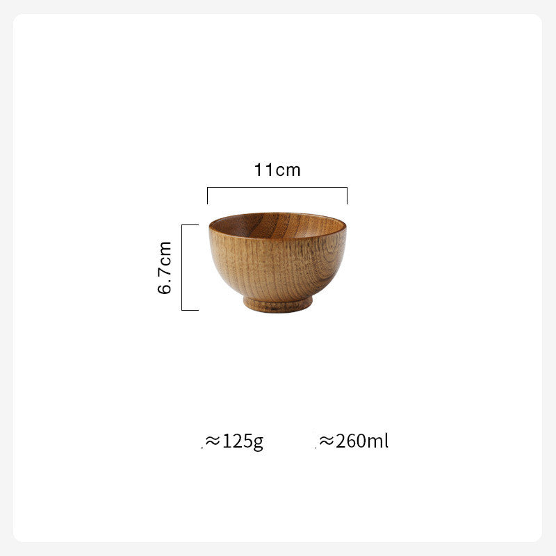 Wooden Bowl Japanese Style Wood Rice Soup Bowl Salad Bowl Food Container Large Small Bowl for Kids Tableware Wooden Utensils Maison Taw'am