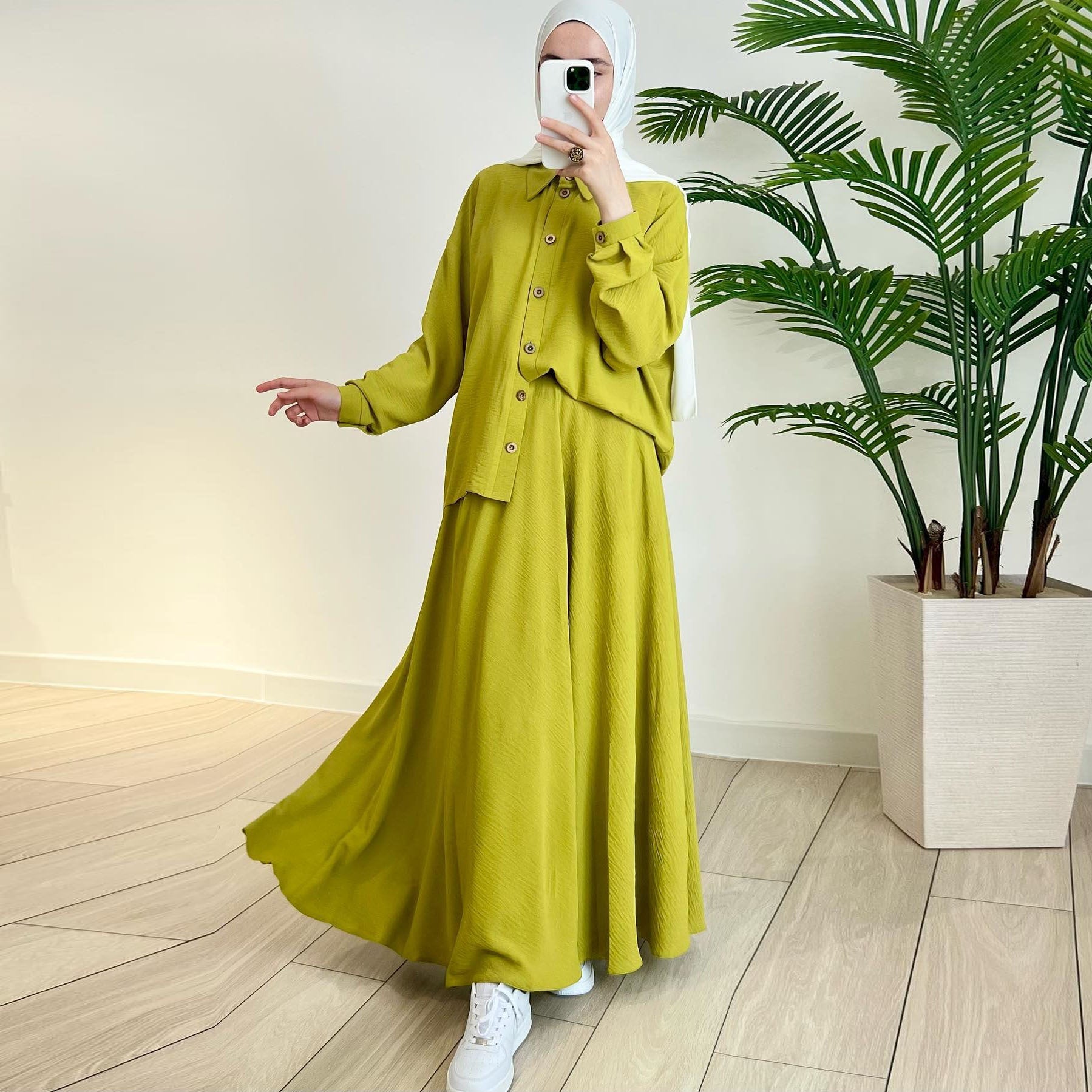 Middle East Arab New Fashion Style Long Sleeve Large Swing Skirt Suit Maison Taw'am