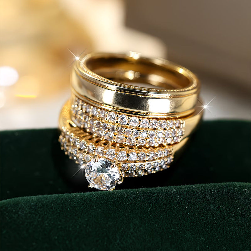 Womens Fashion Zircon-Inlaid Ring Set Of 3 Maison Taw'am
