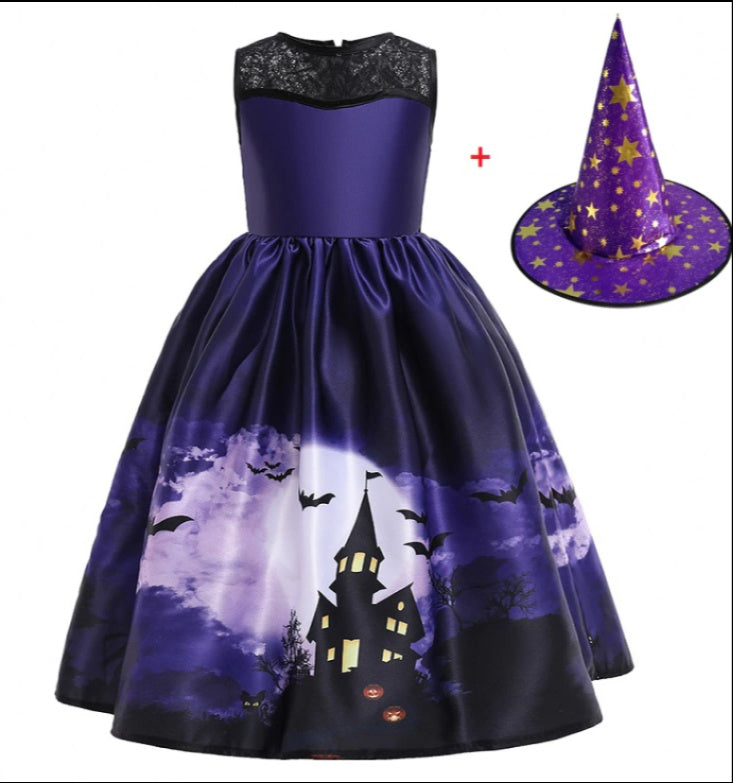 Robe de princesse d'Halloween en maille imprimée Maison Taw'am