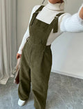 Corduroy Loose Straight Bib Pants Women Maison Taw'am