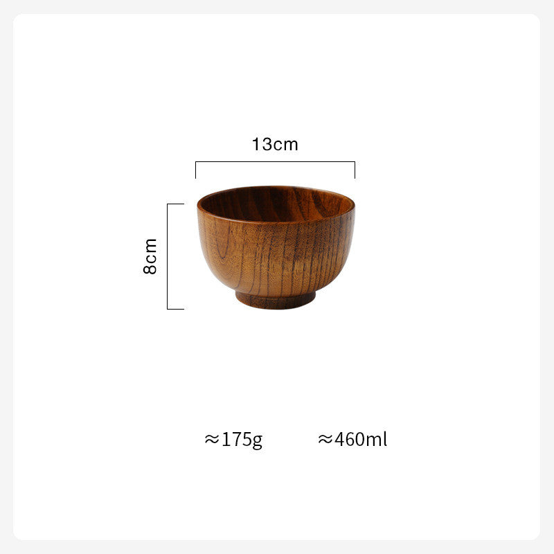 Wooden Bowl Japanese Style Wood Rice Soup Bowl Salad Bowl Food Container Large Small Bowl for Kids Tableware Wooden Utensils Maison Taw'am