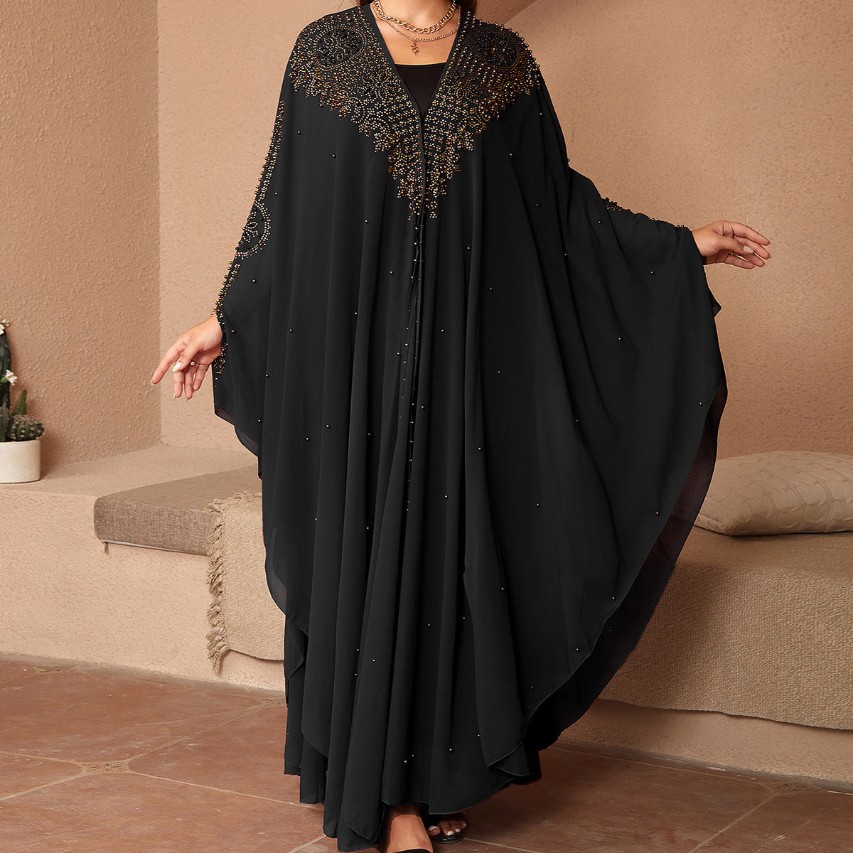 Abaya brillante voile intégré Maison Taw'am