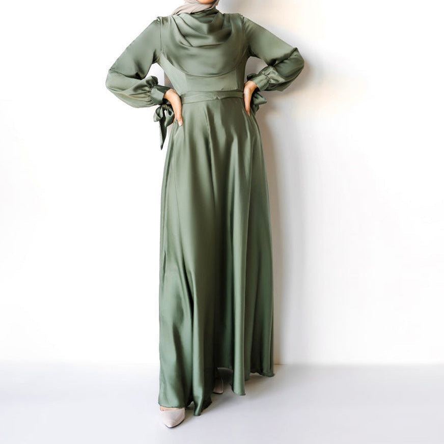 Robe à col bénitier, poignet à nouer Maison Taw'am