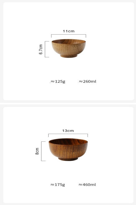 Wooden Bowl Japanese Style Wood Rice Soup Bowl Salad Bowl Food Container Large Small Bowl for Kids Tableware Wooden Utensils Maison Taw'am