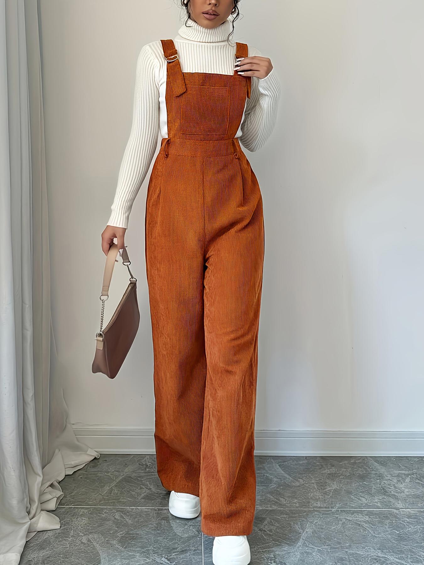 Corduroy Loose Straight Bib Pants Women Maison Taw'am