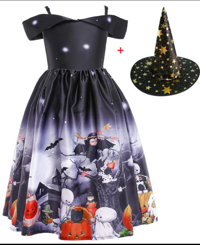 Robe de princesse d'Halloween en maille imprimée Maison Taw'am