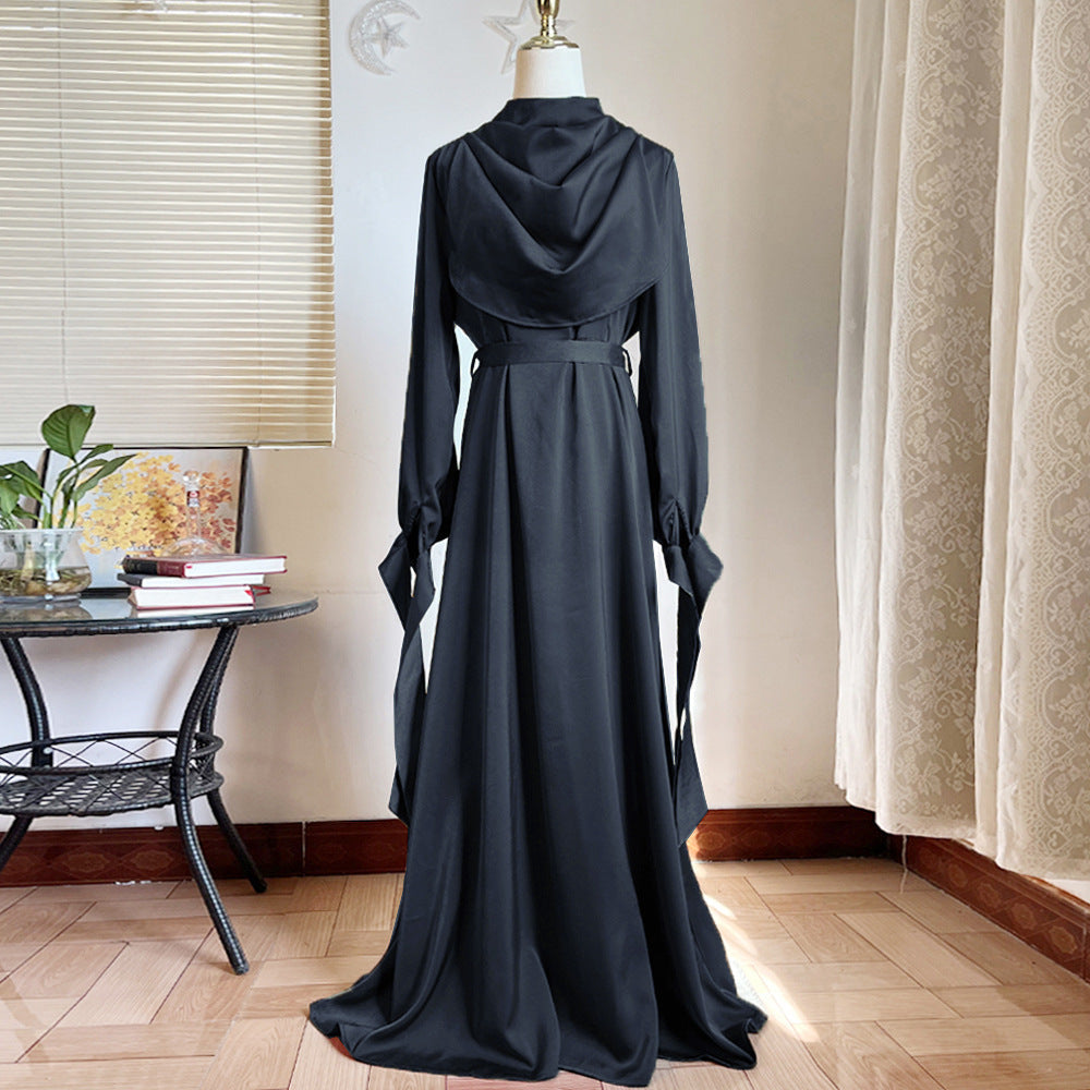 Robe à col bénitier, poignet à nouer Maison Taw'am