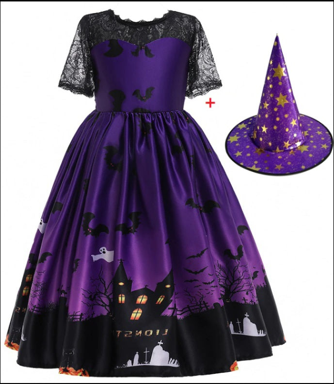 Robe de princesse d'Halloween en maille imprimée Maison Taw'am