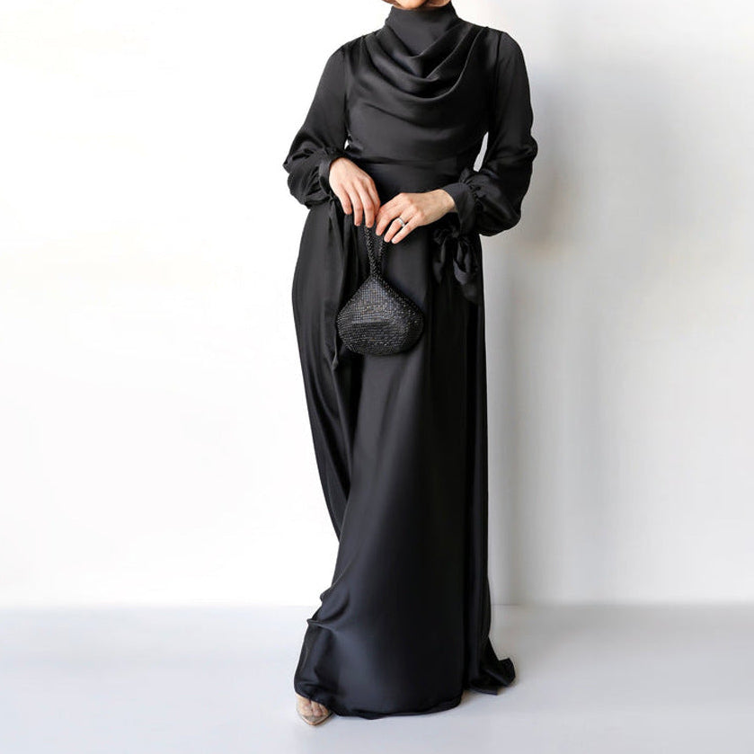 Robe à col bénitier, poignet à nouer Maison Taw'am