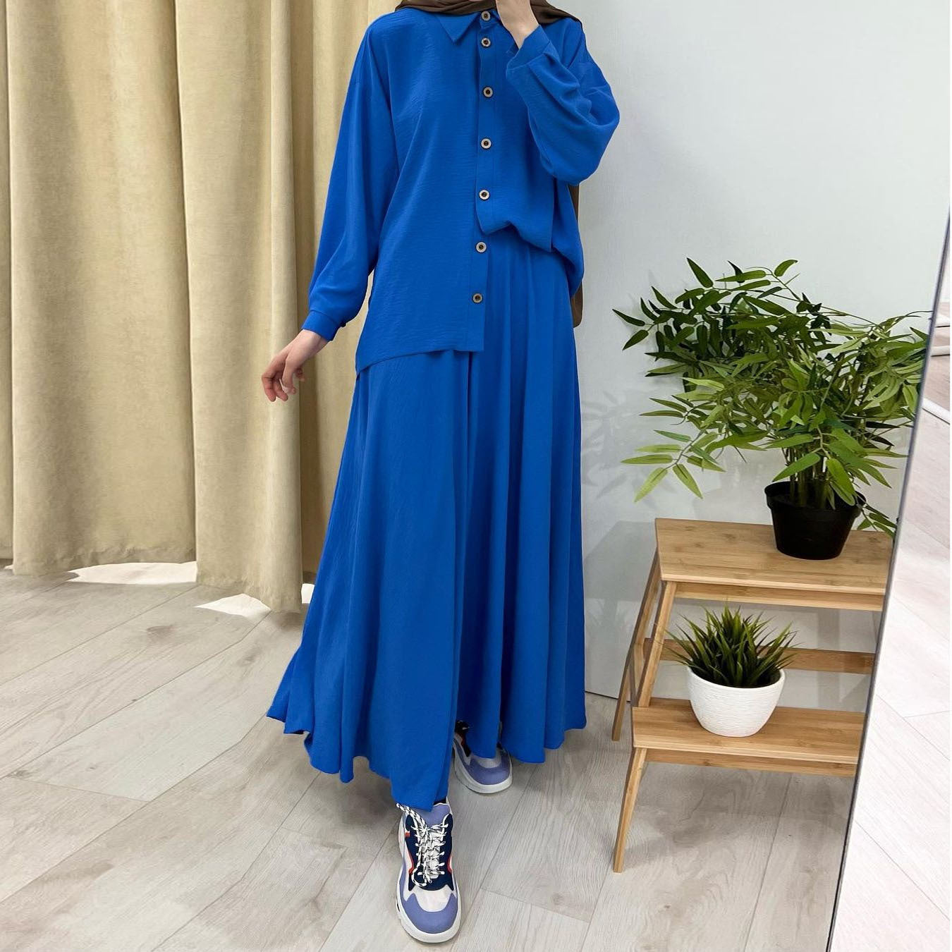 Middle East Arab New Fashion Style Long Sleeve Large Swing Skirt Suit Maison Taw'am