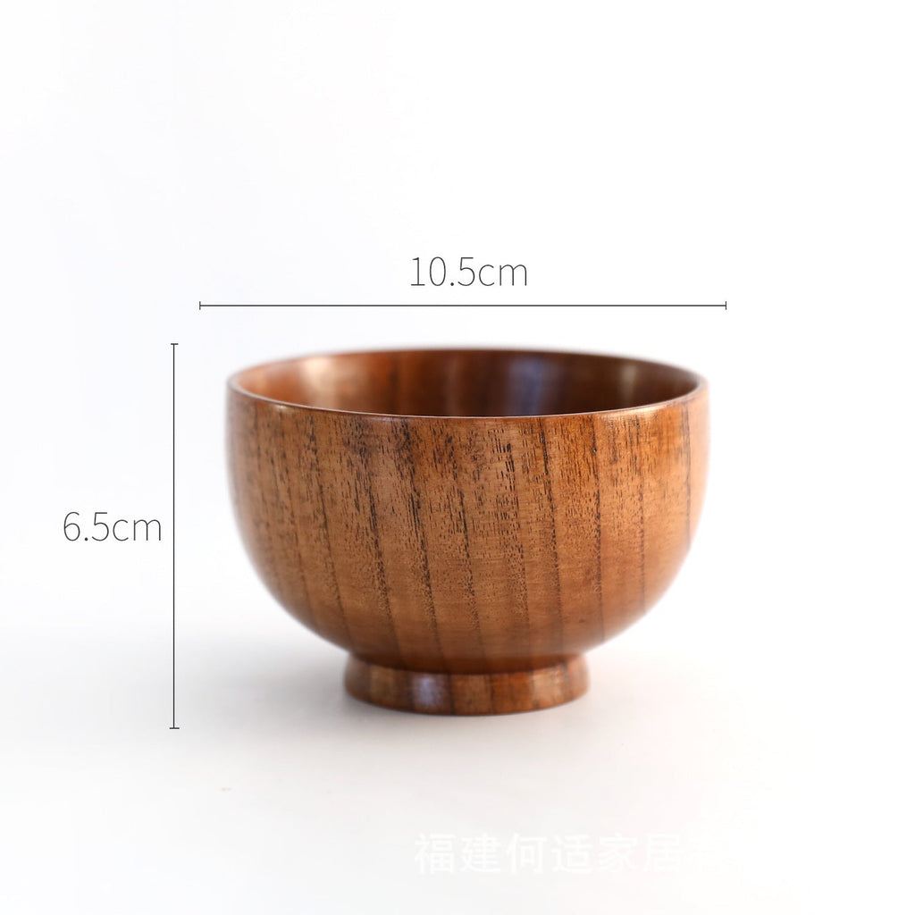 Wooden Bowl Japanese Style Wood Rice Soup Bowl Salad Bowl Food Container Large Small Bowl for Kids Tableware Wooden Utensils Maison Taw'am