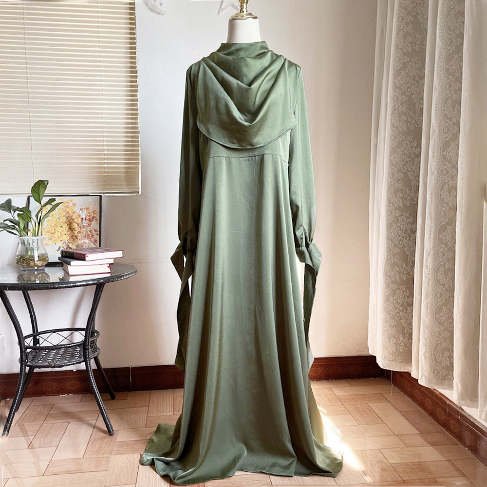 Robe à col bénitier, poignet à nouer Maison Taw'am
