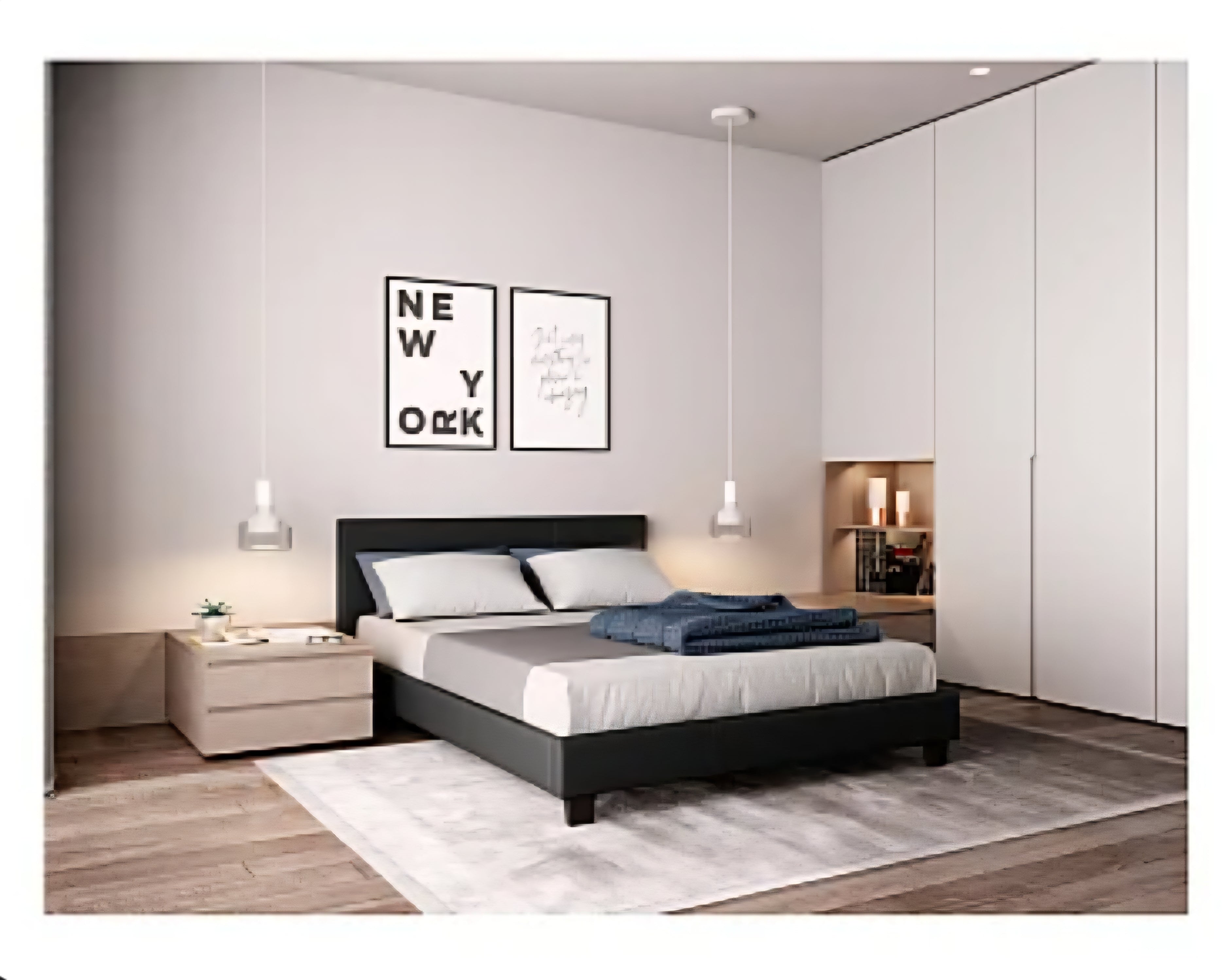 Lit cuir 160x200cm Maison Taw'am